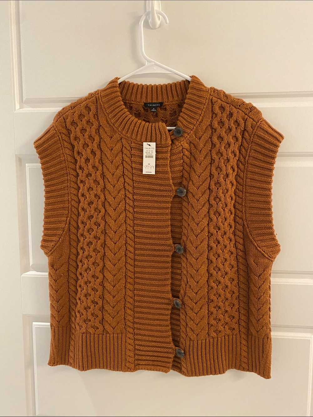 Talbots Cable-Knit Button-Front Sweater Vest